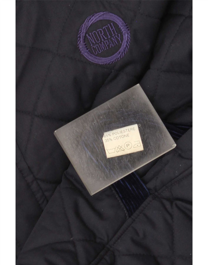Vintage Vendbar quiltet jakke til mænd UK 38 Medium Navy Blue Polyester