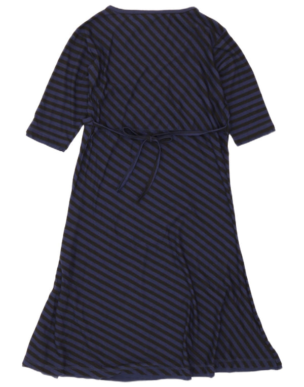 Fat Face Womens Maxi Dress UK 14 Medium Navy Blue Striped Polyester