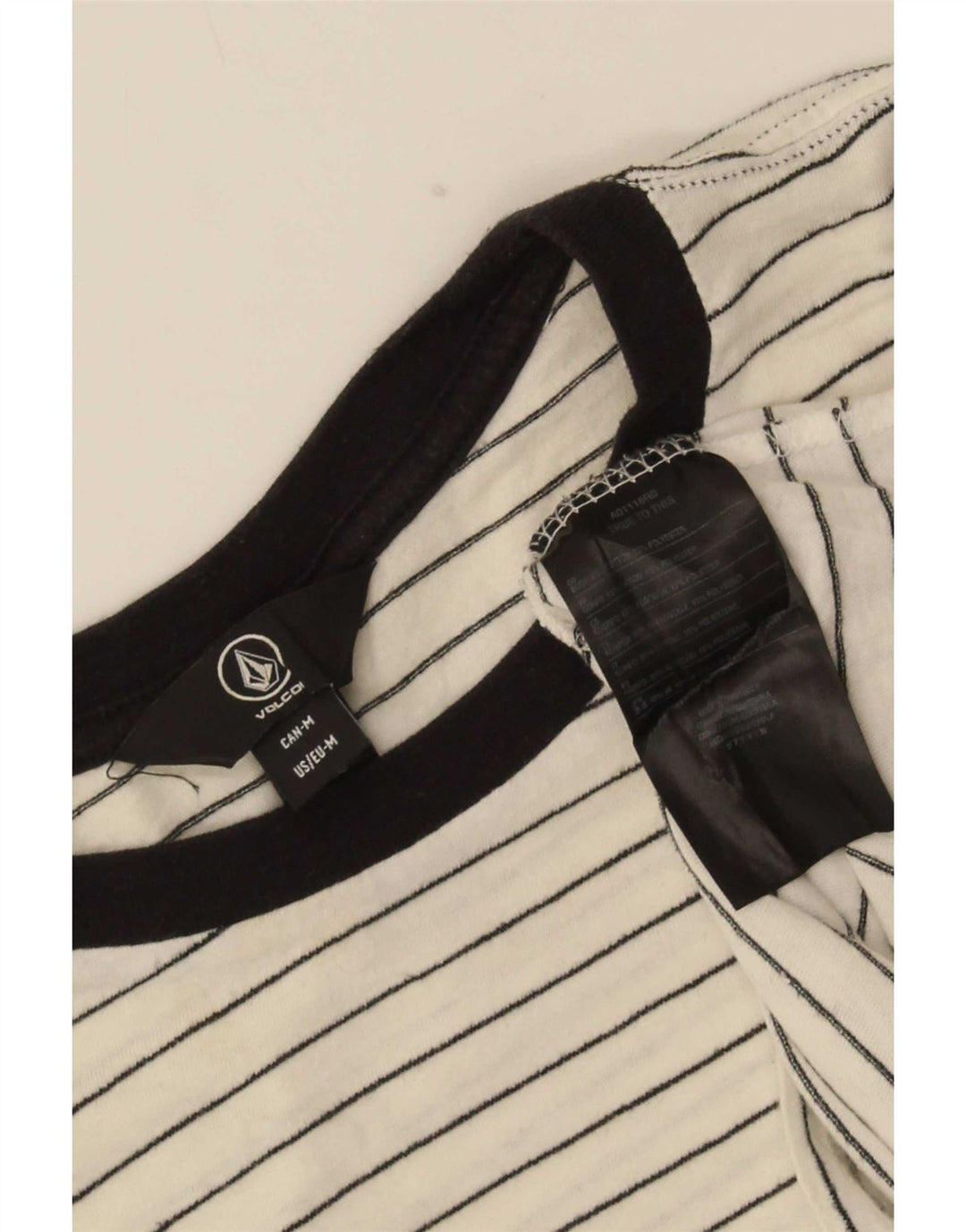 Volcom Herre T-Shirt Top Medium Hvid Stribet Bomuld