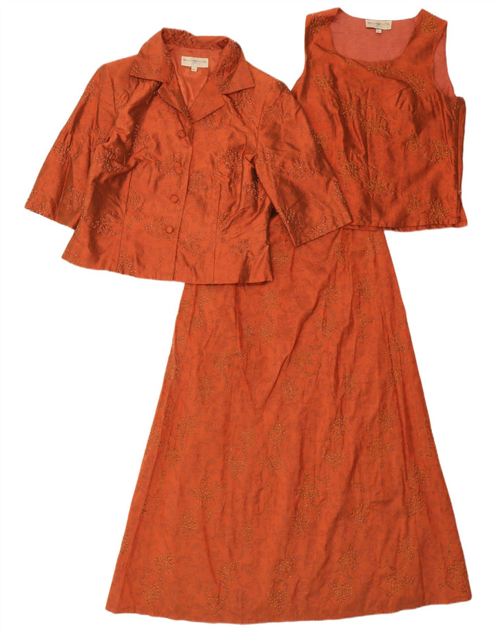 Blunauta Dame 4-knap 3-delt sæt IT 42 Medium W28 Orange Floral Silke