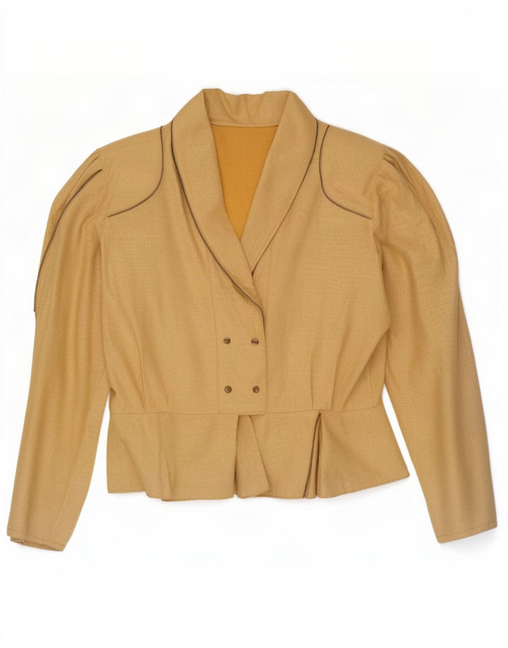 Vintage Dame Blazer Jacket UK 14 Medium Beige Animal Print