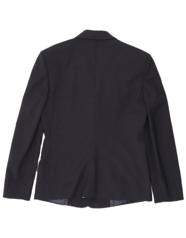 Benetton Dame 3 Button Blazer Jacket IT 44 Medium Navy Blue Polyester