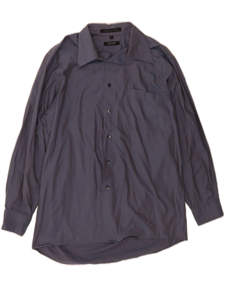 DKNY Mens Shirt Size 16 Large Navy Blue Vintage Dkny and Second-Hand Dkny from Messina Hembry 