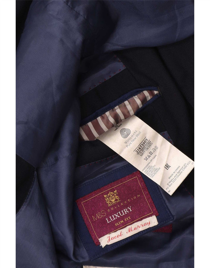 Marks & Spencer Herre 2-knaps blazerjakke UK 38 Medium Navy Blue New Wool