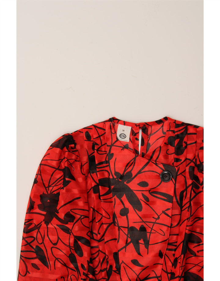 C&A Womens Abstract Peplum Dress EU 38 Medium Red Colourblock Polyester Vintage C&A and Second-Hand C&A from Messina Hembry 