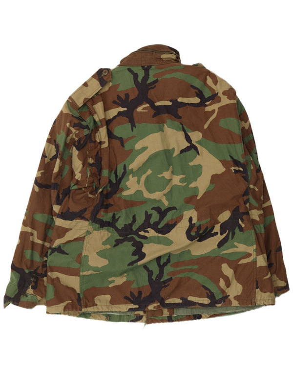 Vintage Herre Military Jacket UK 42 XL Grøn Camouflage Bomuld