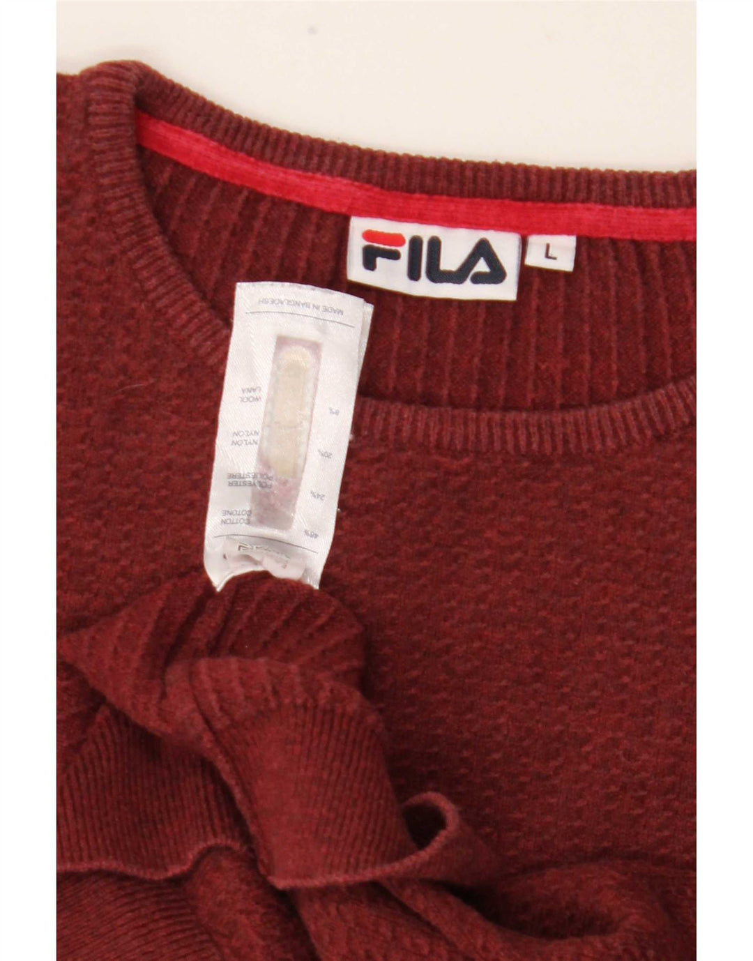 Fila Herre Crew Neck Jumper Sweater Stor Bourgogne Bomuld