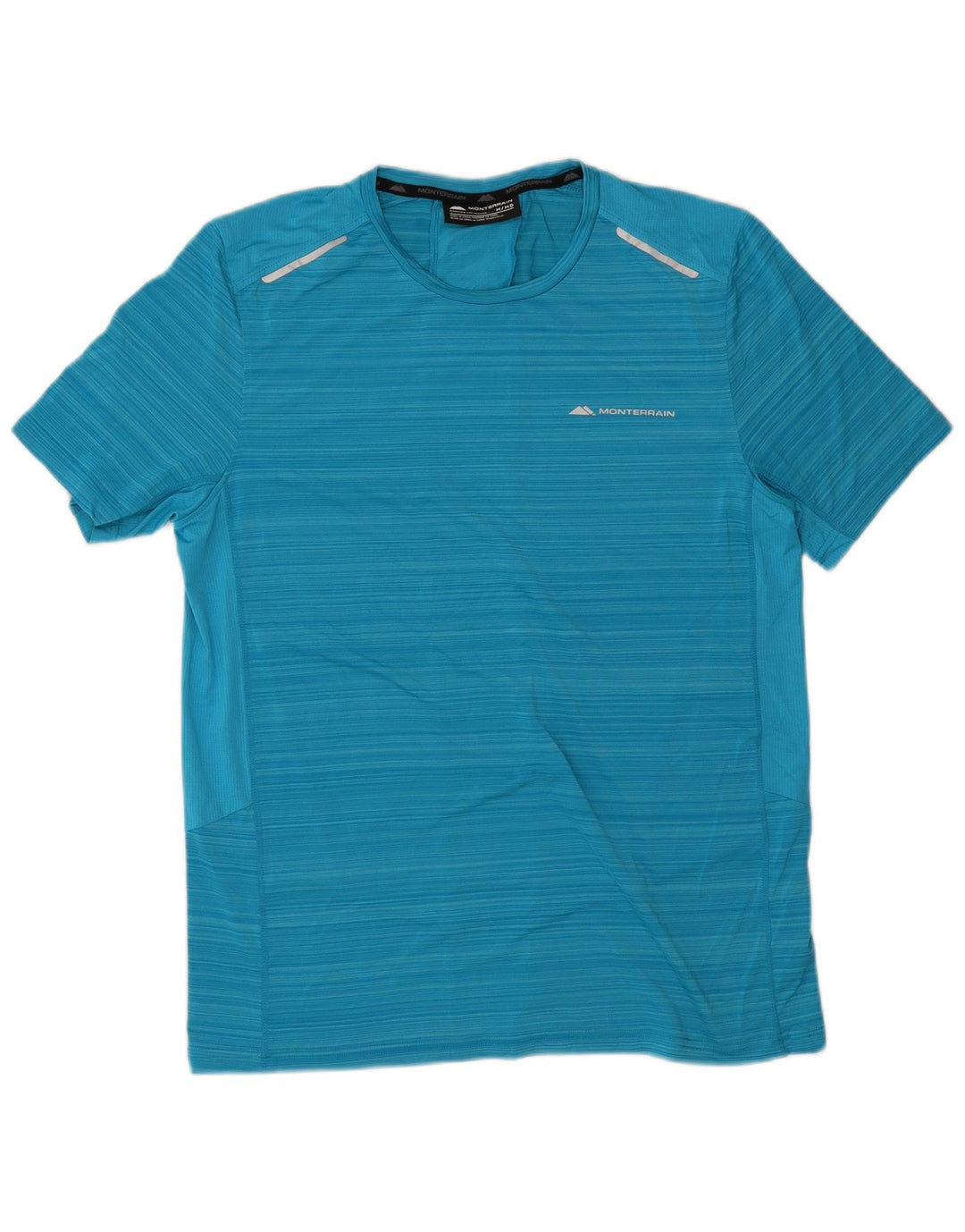 Monterrain Herre grafisk grafisk T-shirt top mellemblå stribet polyester