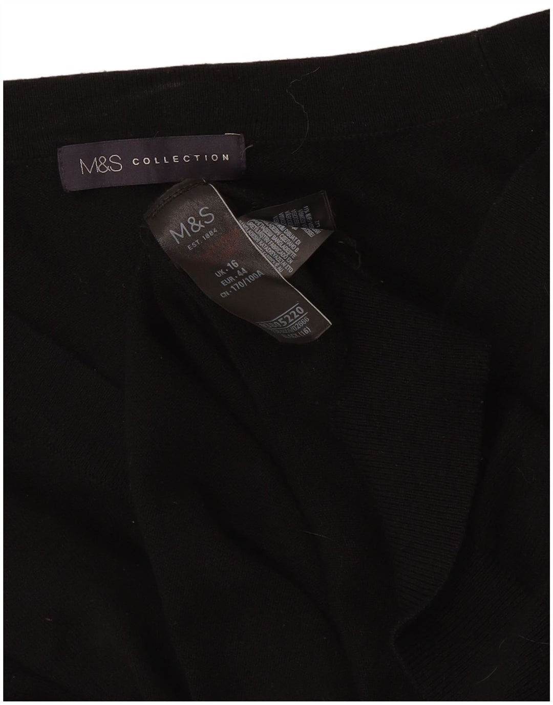Marks & Spencer Dame V-hals sweater UK 16 Stor sort bomuld