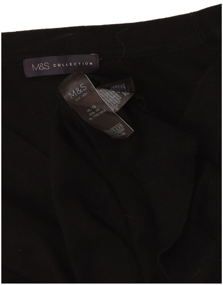 Marks & Spencer Dame V-hals sweater UK 16 Stor sort bomuld