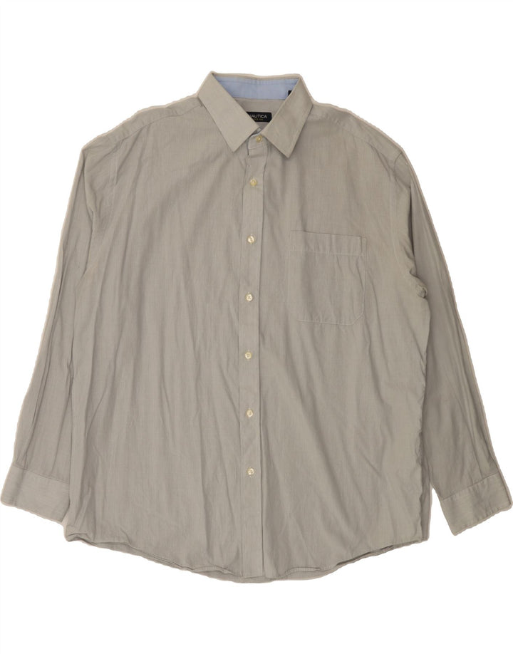 NAUTICA Mens Shirt Size 17 1/2 XL Grey Pinstripe Vintage Nautica and Second-Hand Nautica from Messina Hembry 
