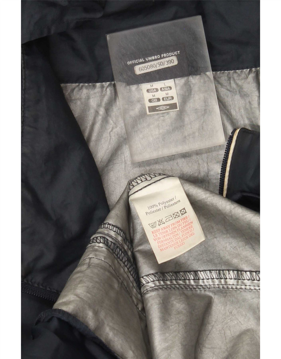 Umbro Herre Grafisk Regnjakke med Hætte UK 38 Medium Navy Blue Polyester