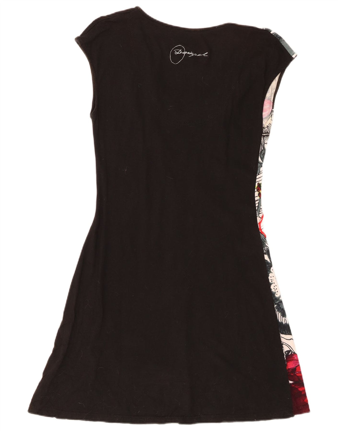 Desigual Womens Basic Dress UK 12 Medium Black Floral Bomuld