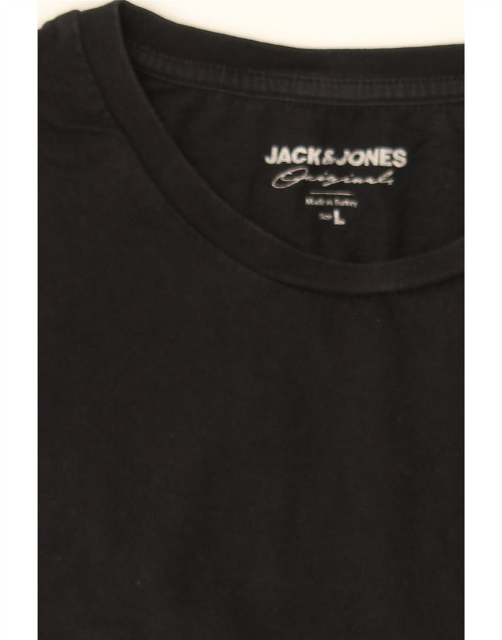JACK & JONES Mens Graphic T-Shirt Top Large Black Cotton Vintage Jack & Jones and Second-Hand Jack & Jones from Messina Hembry 