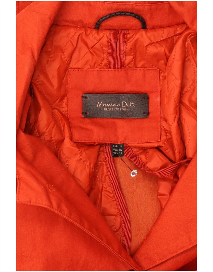 Massimo Dutti Dame Hooded Bomber Jacket UK 18 XL Orange Polyester
