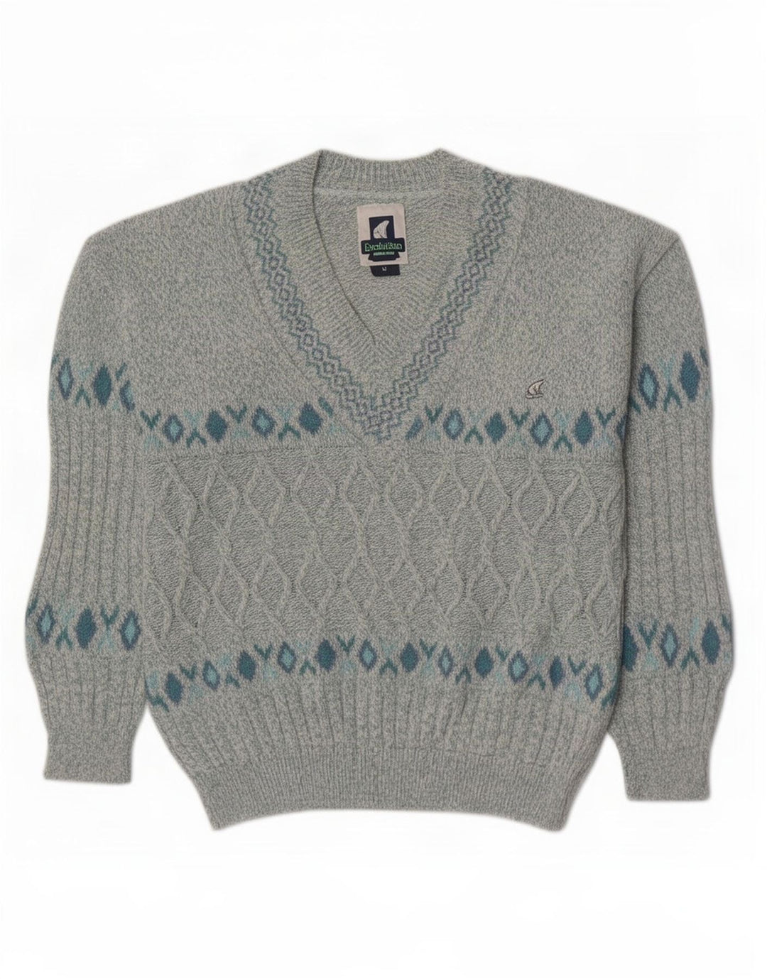 North Pole Herre Evolution V-hals sweater Medium Blå Geometrisk