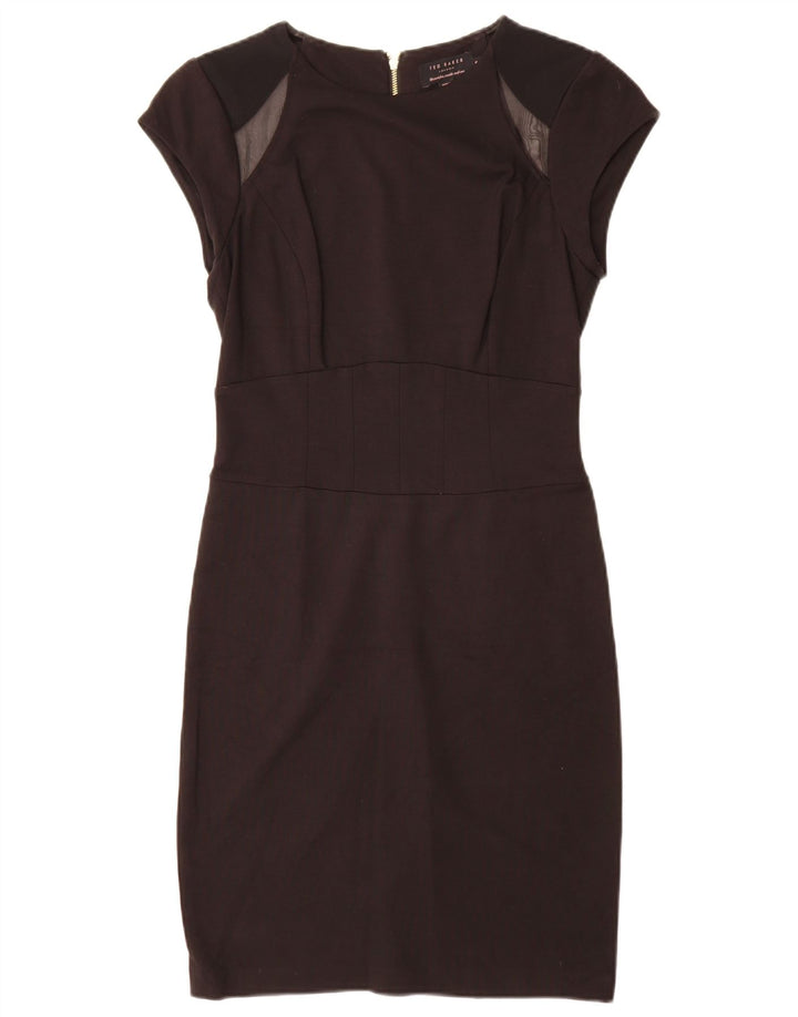 Ted Baker Womens Sheath Dress Størrelse 2 Small Black Colourblock Viscose