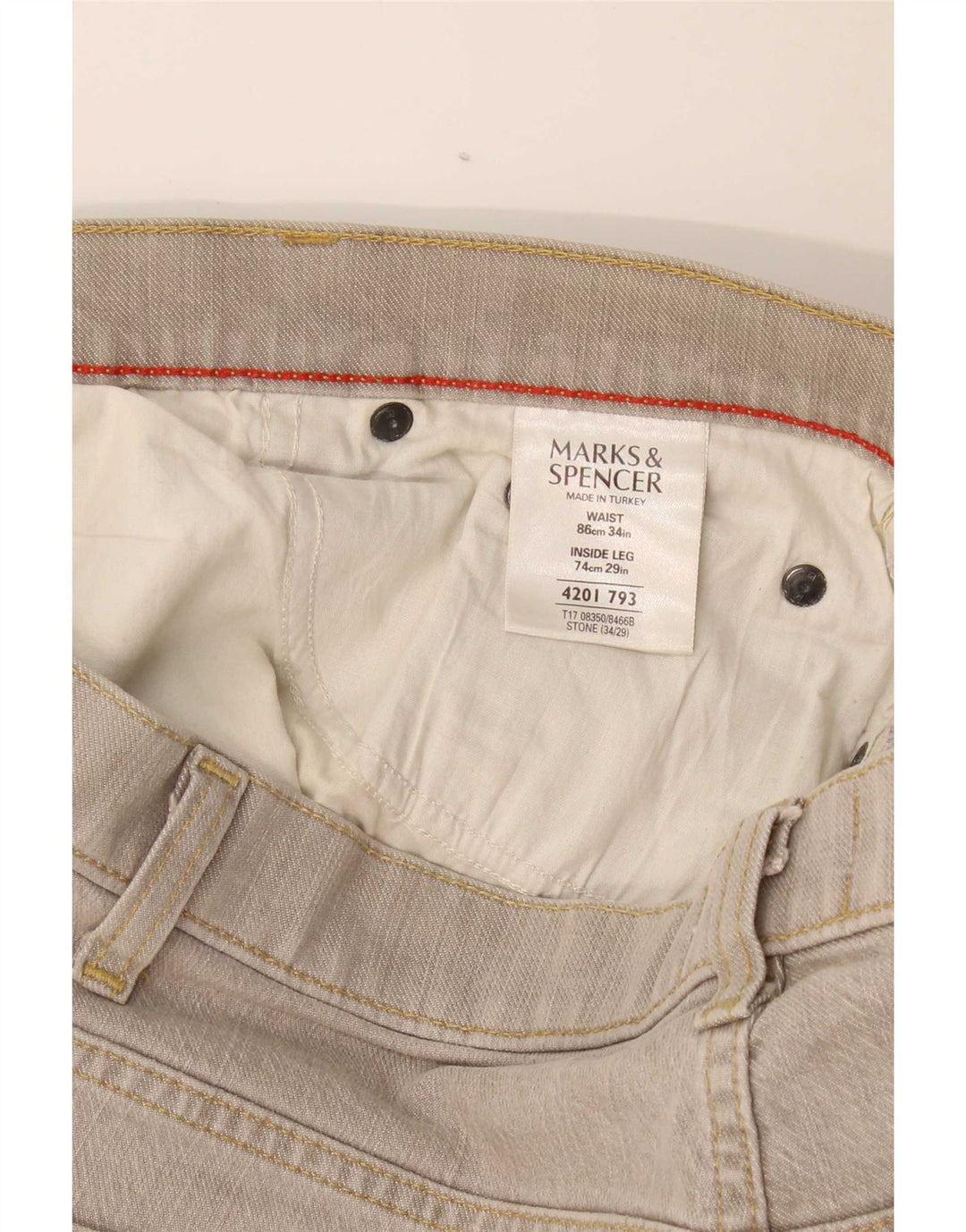 Marks & Spencer Herre Blue Harbor Straight Jeans W34 L29 Grå Bomuld