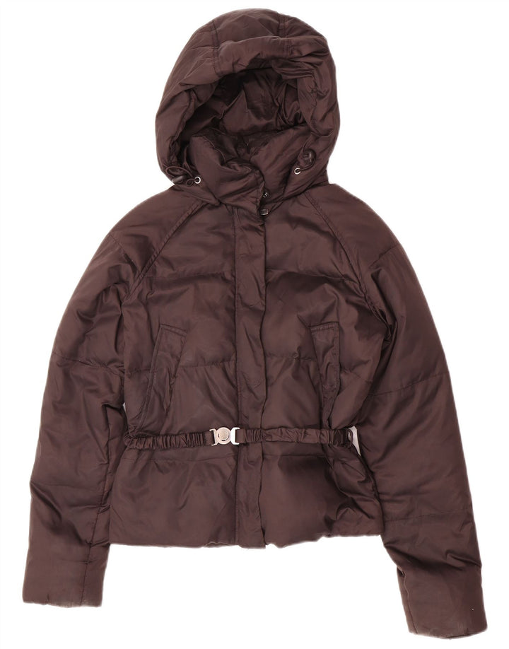 Benetton Dame Hætte Hætte Polstret Jakke UK 10 Small Brown Winter