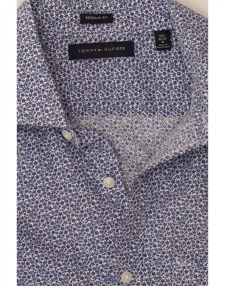 TOMMY HILFIGER Mens Regular Fit Shirt Size 15 1/2 Medium Blue Floral Vintage Tommy Hilfiger and Second-Hand Tommy Hilfiger from Messina Hembry 