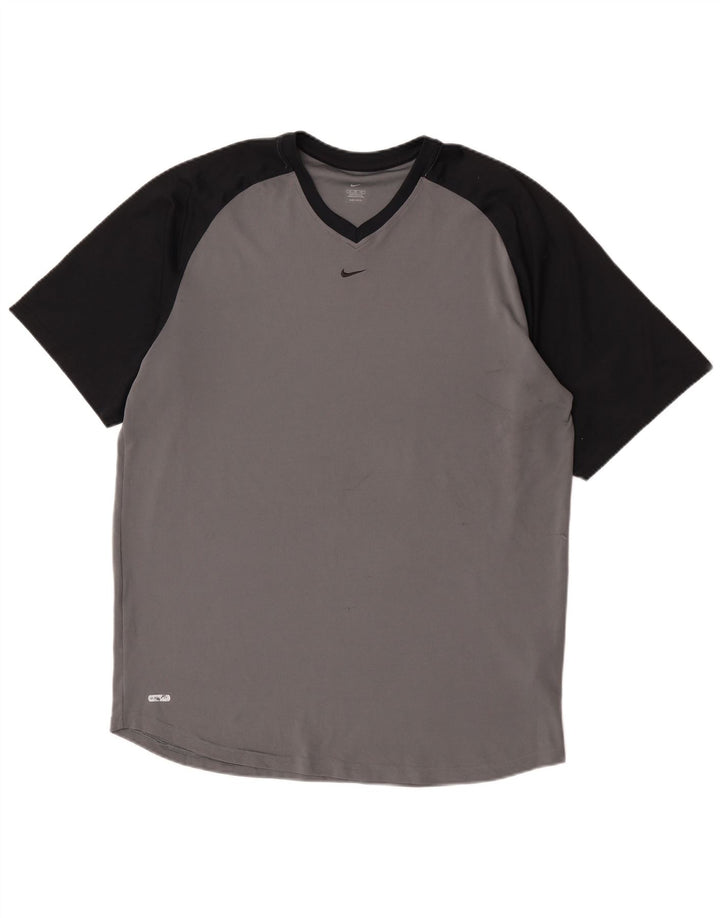 Nike Herre Dri Fit T-shirt Top XL Grå Colourblock Polyester