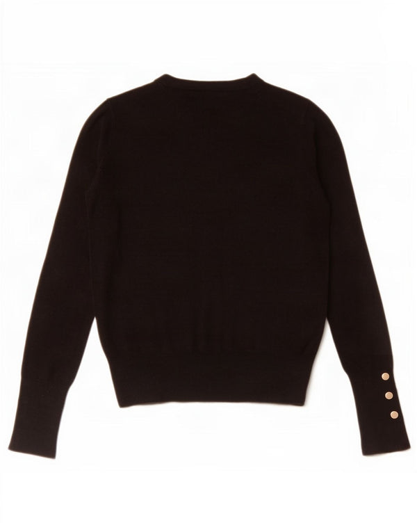 Zara Womens Crop Crew Neck Jumper Sweater UK 10 Small Black