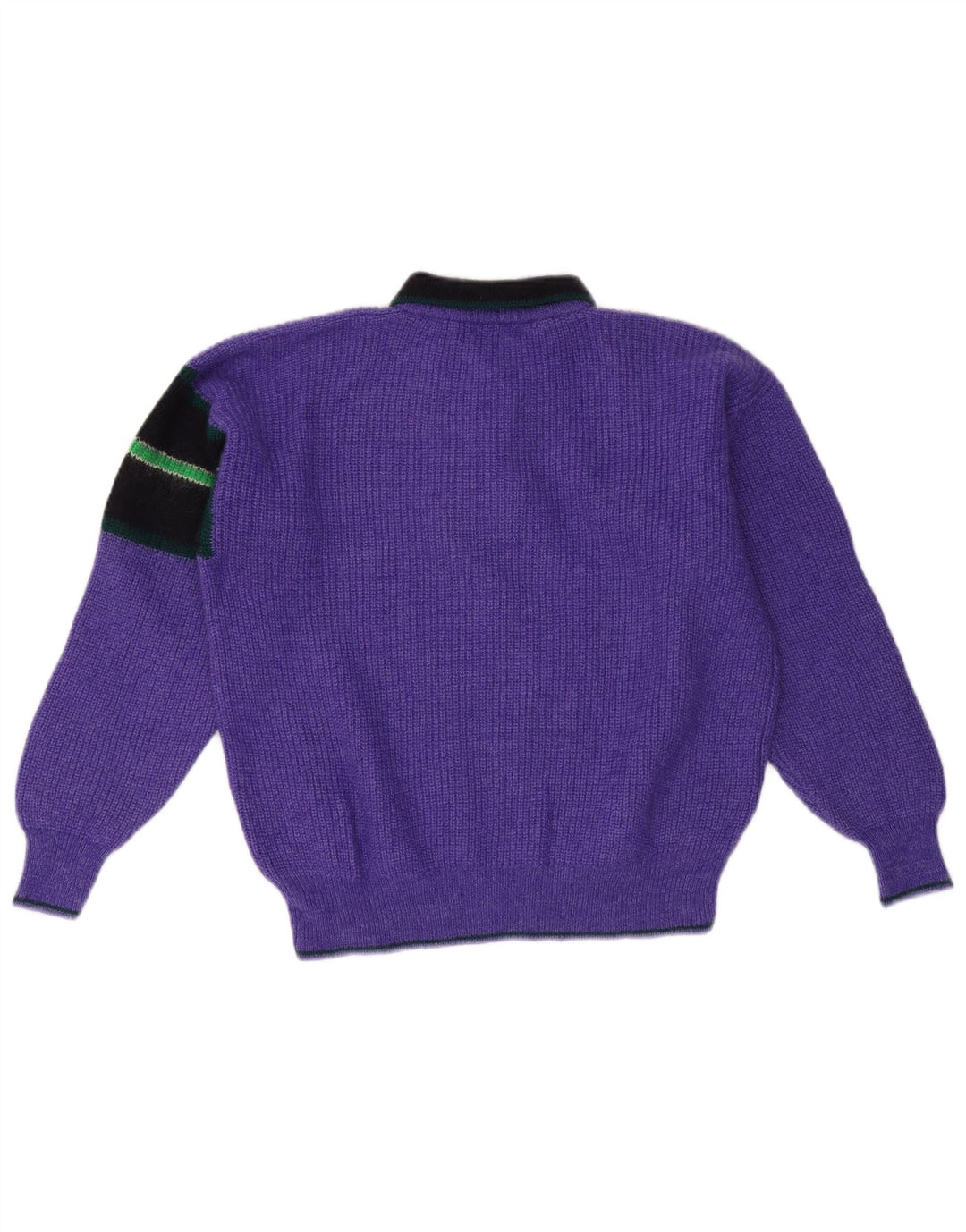 VINTAGE Herre polo-hals sweater Stor lilla farveblok