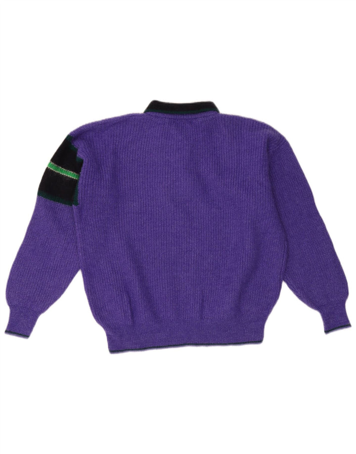VINTAGE Herre polo-hals sweater Stor lilla farveblok