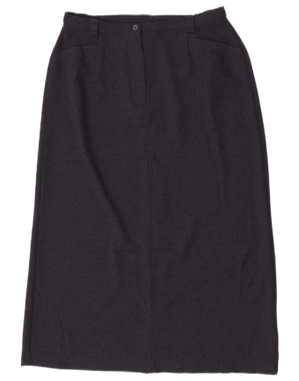 Marks & Spencer Dame Midi Skirt UK 16 Large W32 Navy Blue Polyester