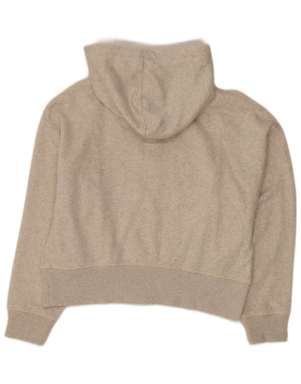 CALVIN KLEIN Dame Crop Zip Hoodie Sweater UK 10 Small Off White Flecked