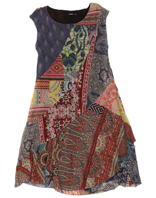 Desigual Kvinders Grafisk A-Line Kjole UK 20 2XL Flerfarvet Patchwork