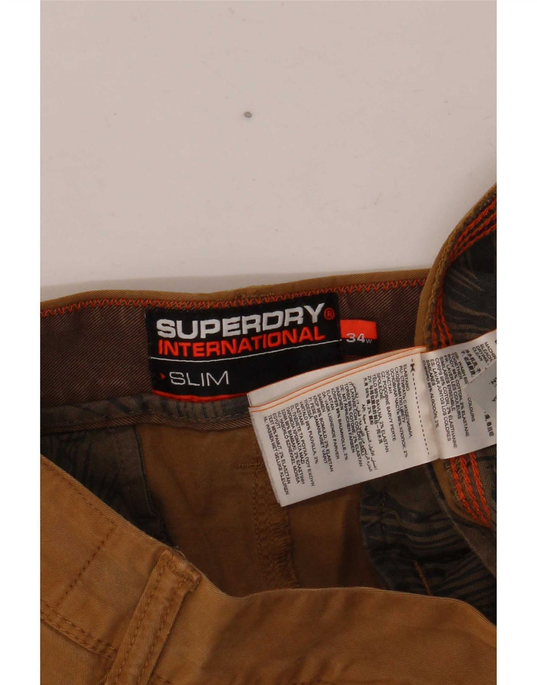 Superdry Slim Chino Shorts til mænd W34 Large Beige Bomuld