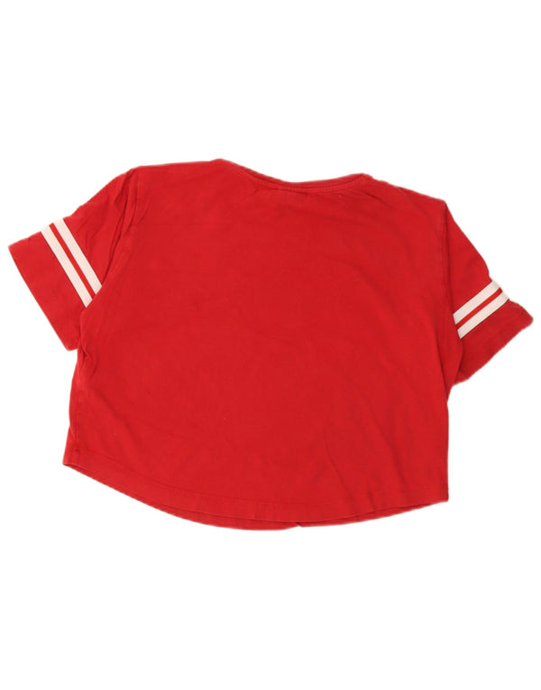 Champion Womens Crop Grafisk T-Shirt Top UK 10 Lille rød bomuld