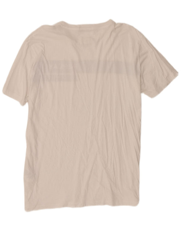Replay Herre Grafisk T-Shirt Top 2XL Hvid Colourblock Bomuld