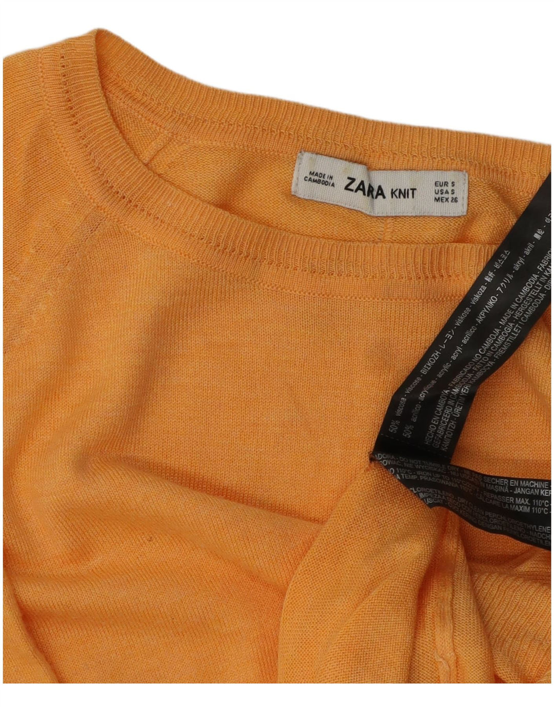 Zara Dame Oversized Boat Neck Jumper Sweater UK 10 Small Orange Viscose