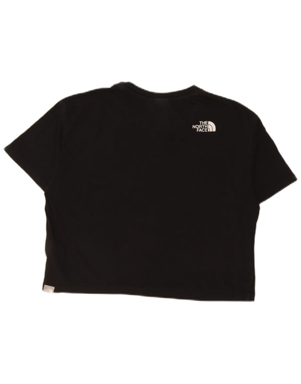 The North Face Dame Crop Grafisk T-Shirt Top UK 14 Medium Sort Bomuld
