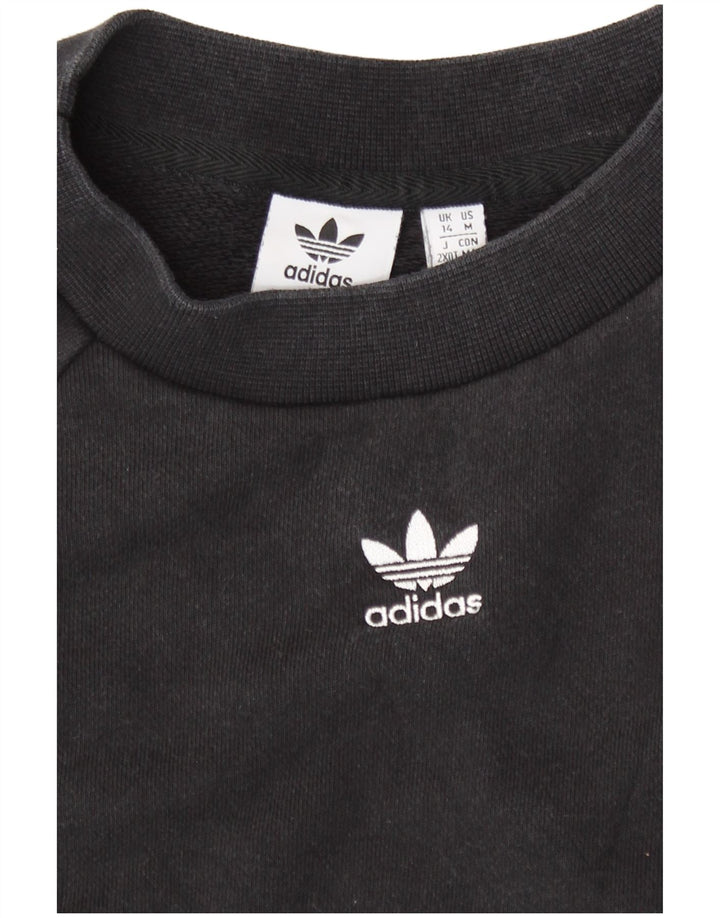Adidas Dame Sweatshirt Jumper UK 14 Medium Sort Bomuld