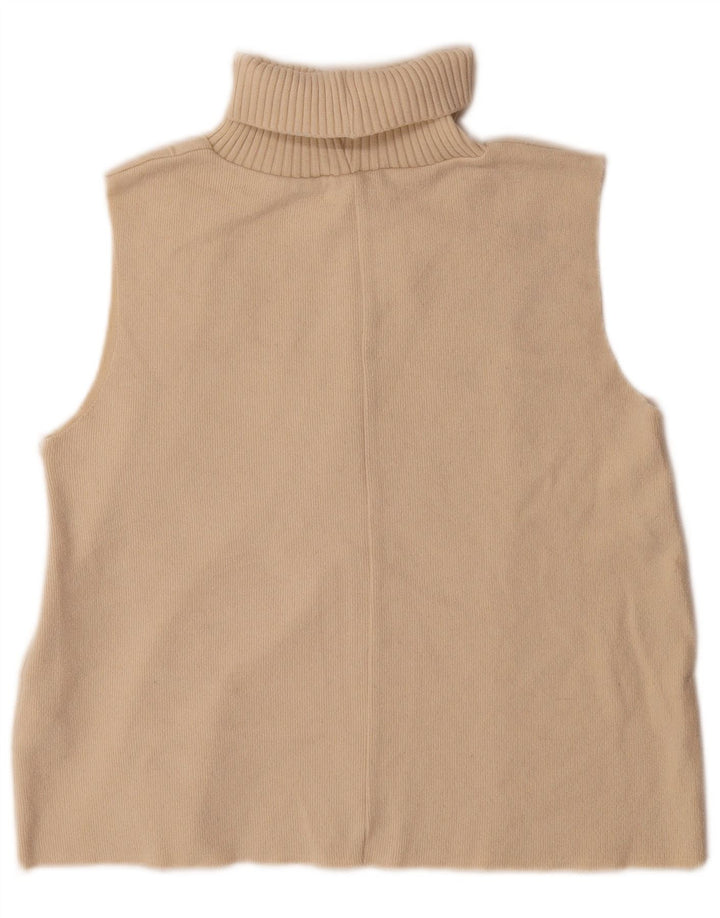 Zara Dame Vest Tank Top UK 10 Small Beige Polyester