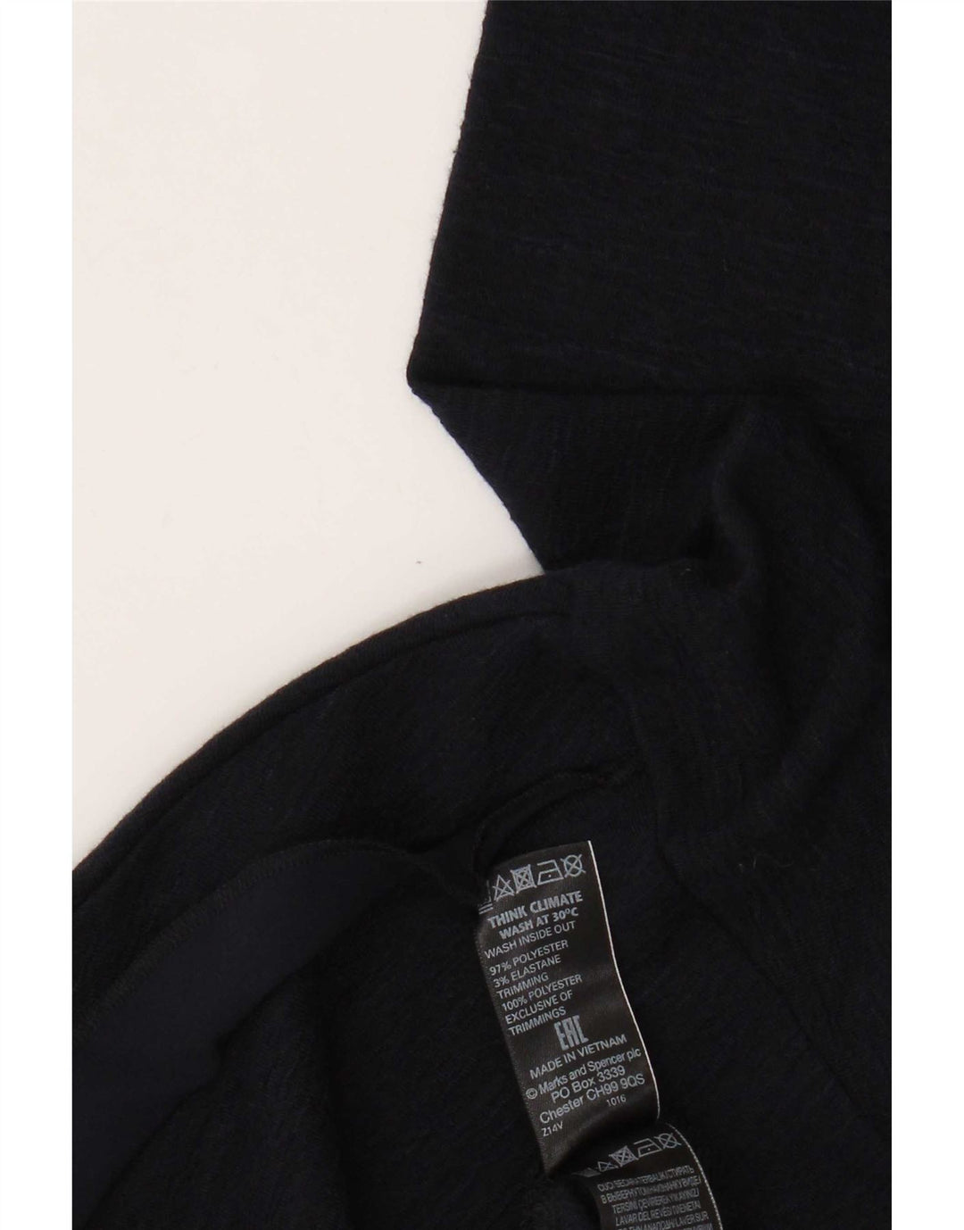 Marks & Spencer Dame Top Langærmet UK 14 Large Navy Blue Polyester