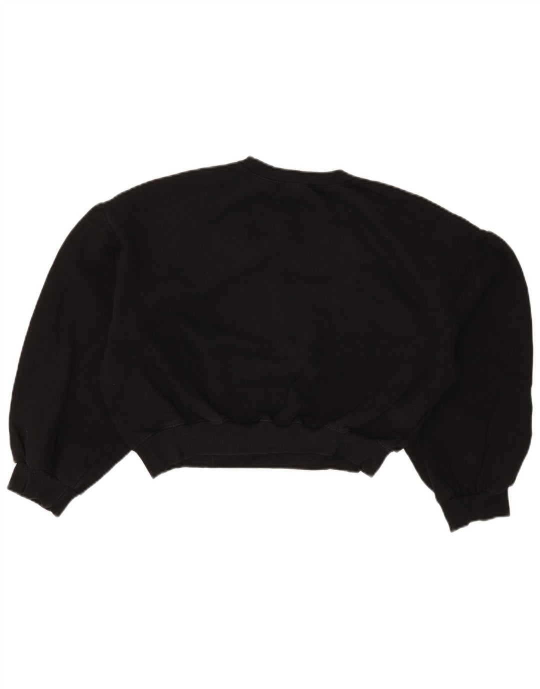 Zara Womens Crop Oversized Sweatshirt Jumper UK 10 Small Black Bomuld