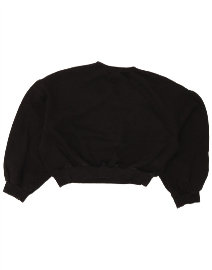 Zara Womens Crop Oversized Sweatshirt Jumper UK 10 Small Black Bomuld