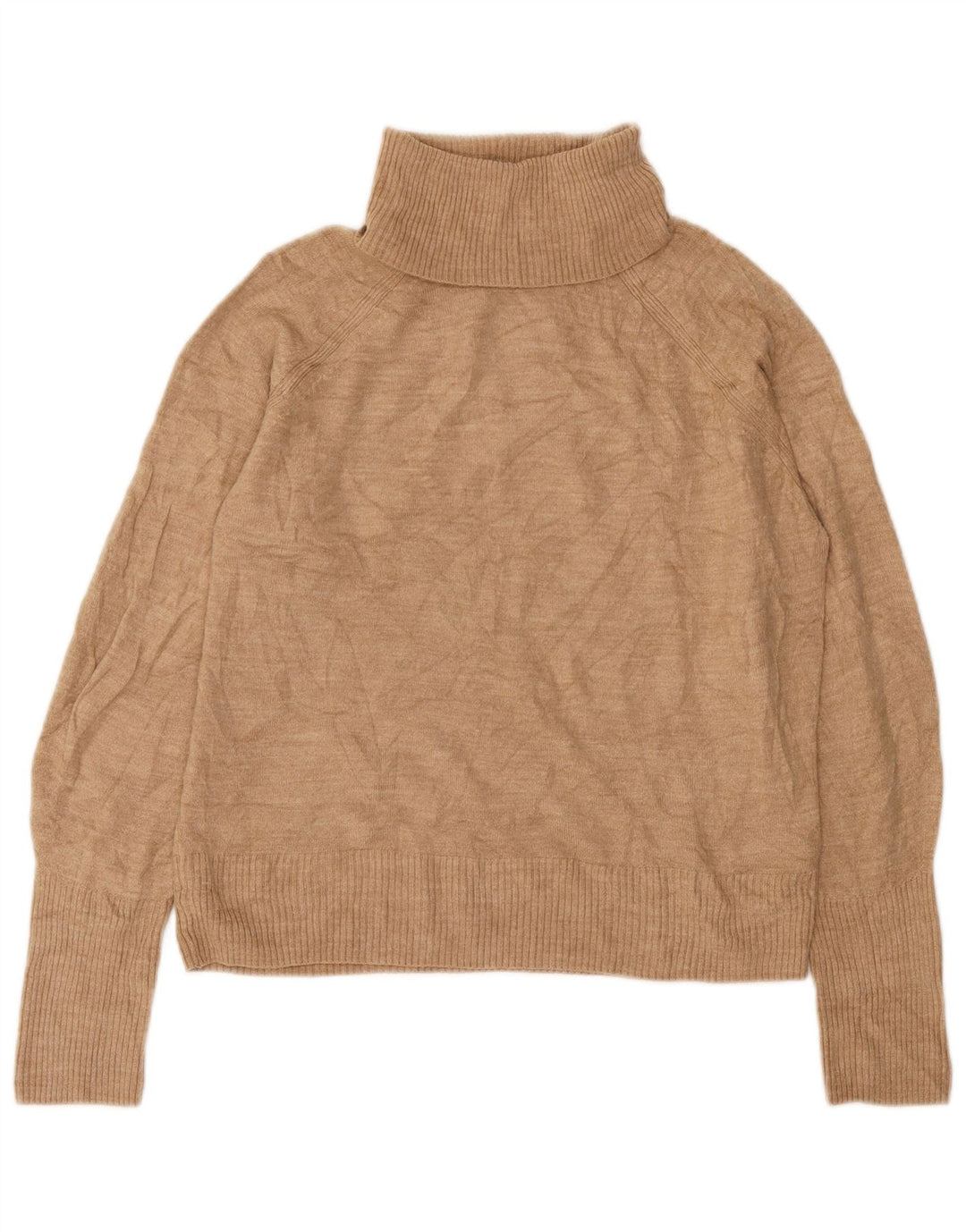 Marks & Spencer Dame Rullehals Sweater UK 14 Medium Beige Akryl