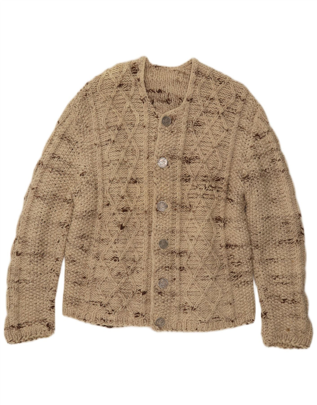 Vintage herre cardigan sweater stor beige flækket