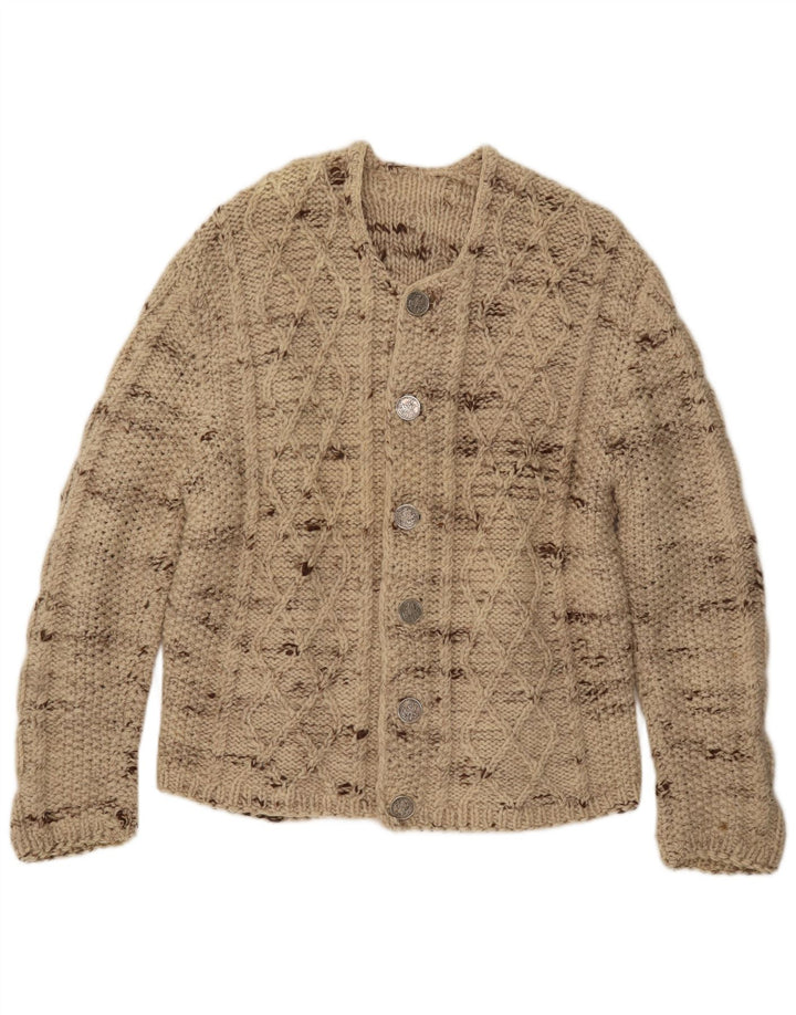 Vintage herre cardigan sweater stor beige flækket