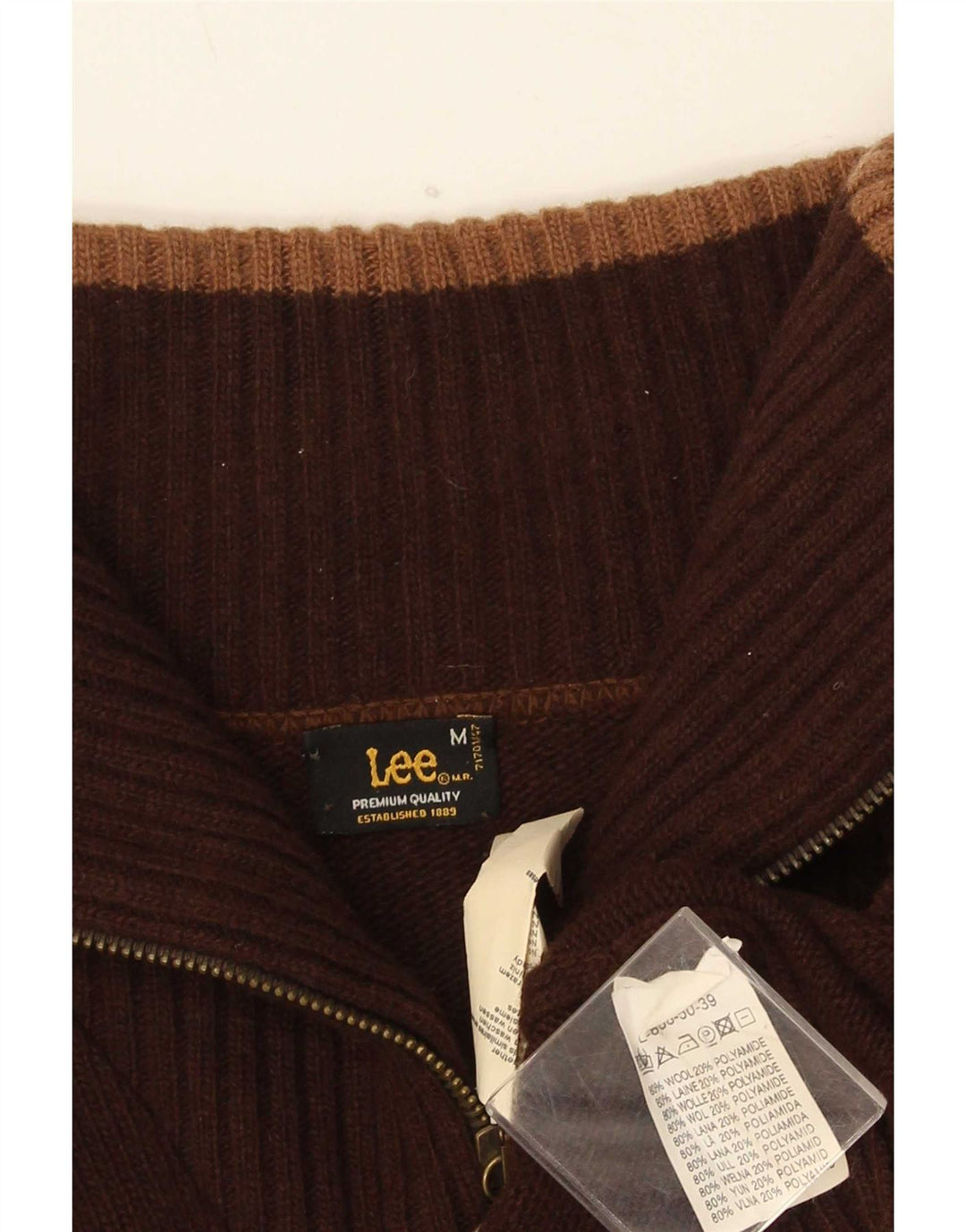 Lee Herre grafisk cardigan sweater medium brun uld
