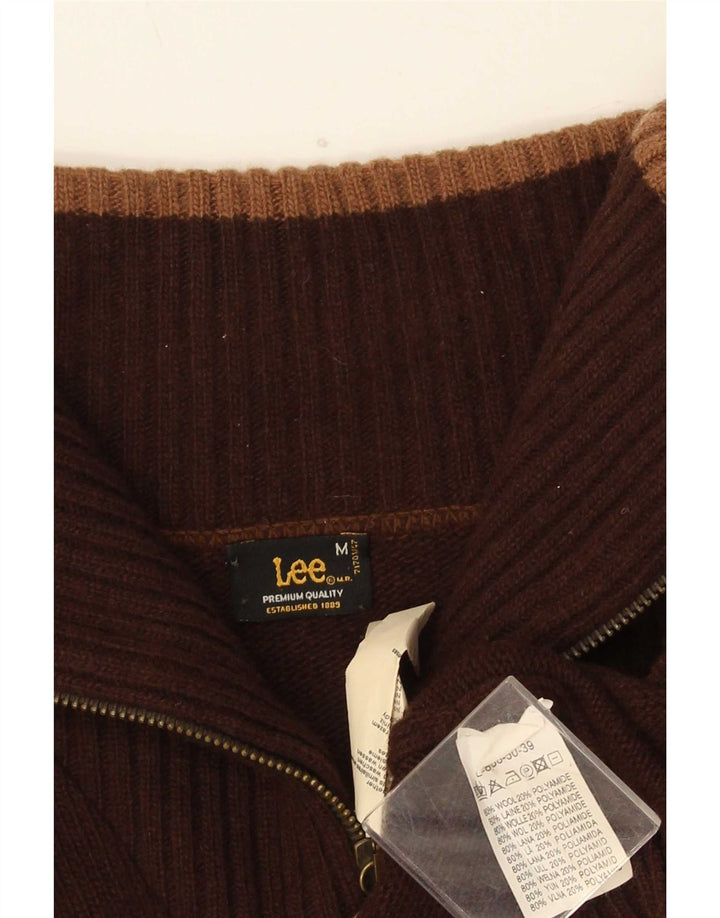 Lee Herre grafisk cardigan sweater medium brun uld