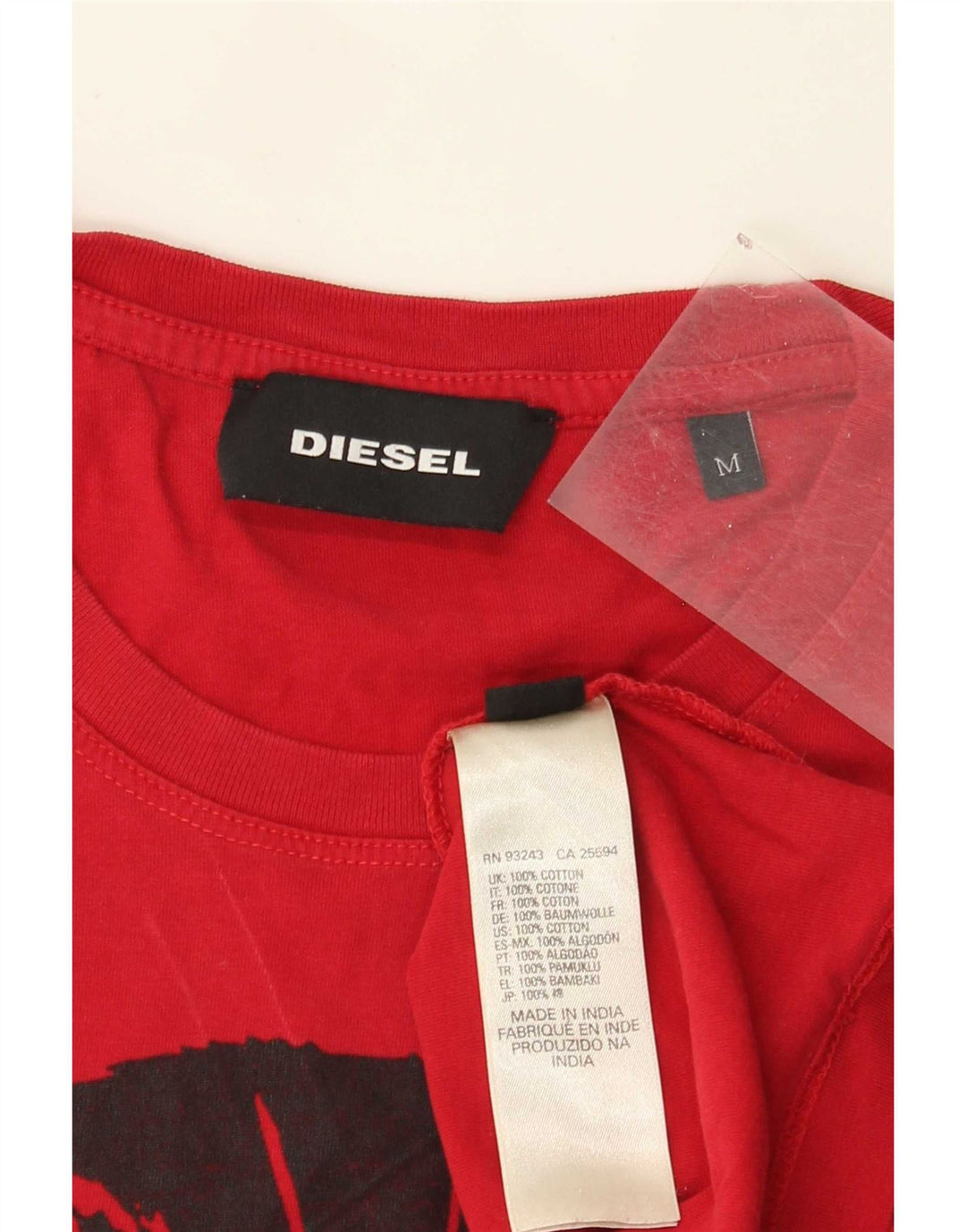 Diesel Herre grafisk T-shirt Top Medium Rød Bomuld