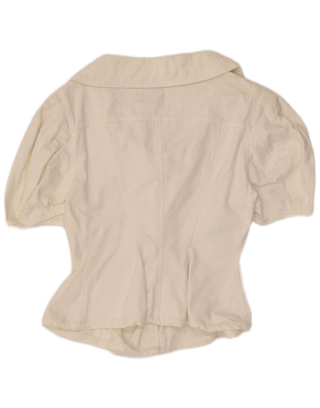 Vintage kortærmet skjortebluse til kvinder UK 12 Medium White