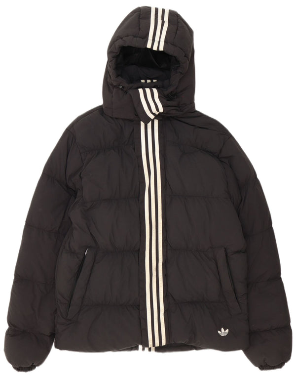 Adidas Herre Hooded Loose Fit Polstret Jakke UK 36 Small Black Colourblock