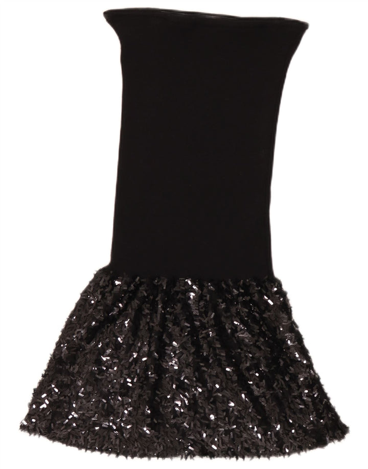 Sisley Dame Stropløs Kjole UK 12 Medium Sort Uld